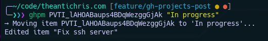gh project move output